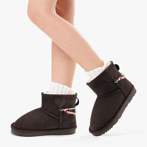 Stelle Girls Faux Fur Snow Boots Warm Winter with DIY Charm Chains Ankle Shoes for Little/Big Kids in Kuwait