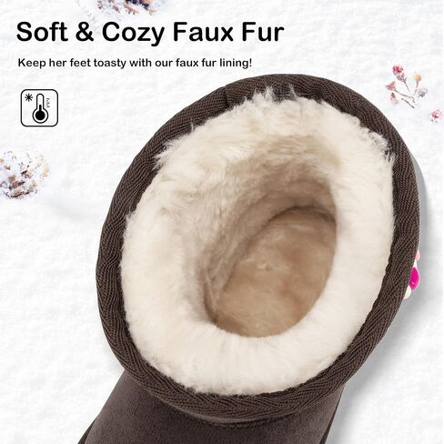 Stelle Girls Faux Fur Snow Boots Warm Winter with DIY Charm Chains Ankle Shoes for Little/Big Kids in Kuwait