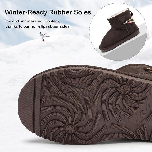 Stelle Girls Faux Fur Snow Boots Warm Winter with DIY Charm Chains Ankle Shoes for Little/Big Kids in Kuwait