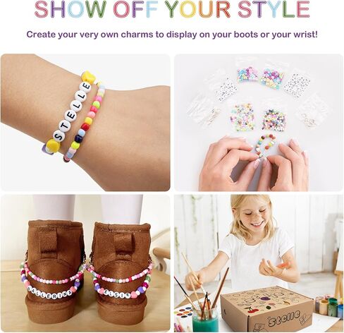 Stelle Girls Faux Fur Snow Boots Warm Winter with DIY Charm Chains Ankle Shoes for Little/Big Kids in Kuwait