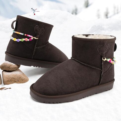 Stelle Girls Faux Fur Snow Boots Warm Winter with DIY Charm Chains Ankle Shoes for Little/Big Kids in Kuwait