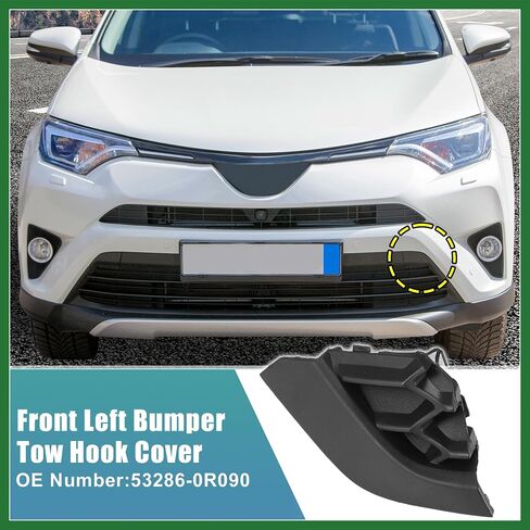 Motoforti Unpainted Front Left Bumper Tow Hook Cover for Toyota RAV4 SE 2.5L 2016-2018 Front Bumper Tow Hook Eye Cap No.53286-0R090 Black Long-Lasting in Saudi Arabia