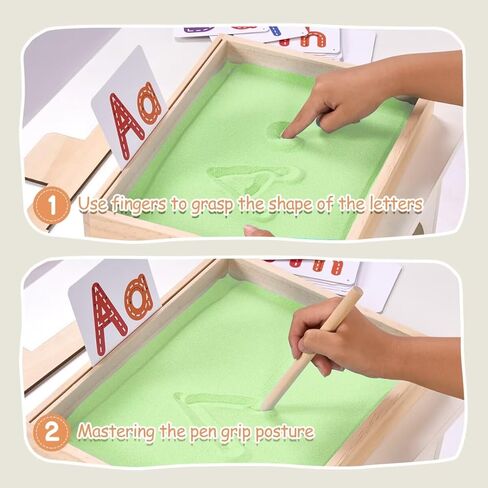 صينية رمل مونتيسوري للأطفال، صينية رمل للعب الكتابة مع غطاء للتدريب على كتابة الحروف والأرقام في الفصل الدراسي in Kuwait