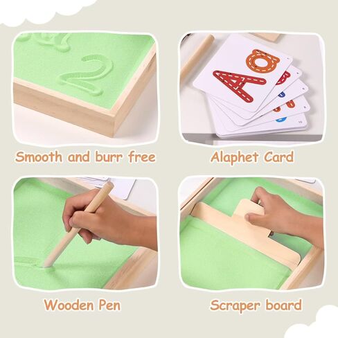 صينية رمل مونتيسوري للأطفال، صينية رمل للعب الكتابة مع غطاء للتدريب على كتابة الحروف والأرقام في الفصل الدراسي in Kuwait