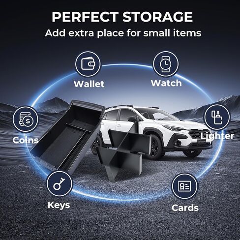 2 قطعة منظم وحدة التحكم المركزية ومجموعة مقسم مسند الذراع لسوبارو Crosstrek/Impreza 2026 2025 2024، صندوق تخزين بلاستيكي ABS متين بطبقتين مناسب حسب الطلب، ملحقات داخلية لدرج، أسود in Kuwait