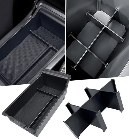 2 قطعة منظم وحدة التحكم المركزية ومجموعة مقسم مسند الذراع لسوبارو Crosstrek/Impreza 2026 2025 2024، صندوق تخزين بلاستيكي ABS متين بطبقتين مناسب حسب الطلب، ملحقات داخلية لدرج، أسود in Kuwait