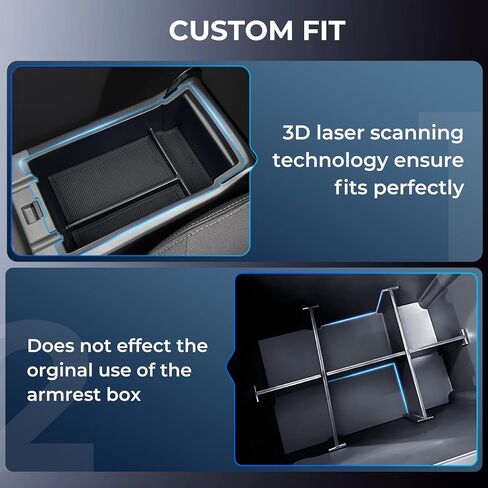 2 قطعة منظم وحدة التحكم المركزية ومجموعة مقسم مسند الذراع لسوبارو Crosstrek/Impreza 2026 2025 2024، صندوق تخزين بلاستيكي ABS متين بطبقتين مناسب حسب الطلب، ملحقات داخلية لدرج، أسود in Kuwait