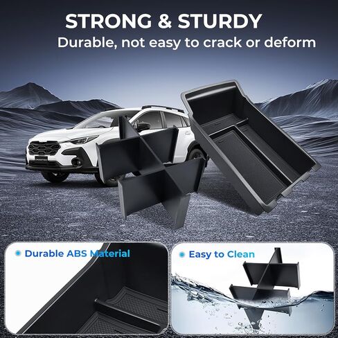 2 قطعة منظم وحدة التحكم المركزية ومجموعة مقسم مسند الذراع لسوبارو Crosstrek/Impreza 2026 2025 2024، صندوق تخزين بلاستيكي ABS متين بطبقتين مناسب حسب الطلب، ملحقات داخلية لدرج، أسود in Kuwait