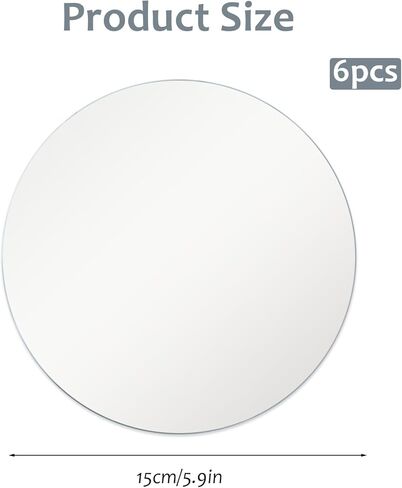 6PCS Acrylic Round Mirrors 6 Inch Round Adhesive Mirrors Non Glass Rounds Mirror Acrylic Mirror Wall Stickers Self Adhesive for Classroom Preschool Bath Facial Expression Practice in Kuwait