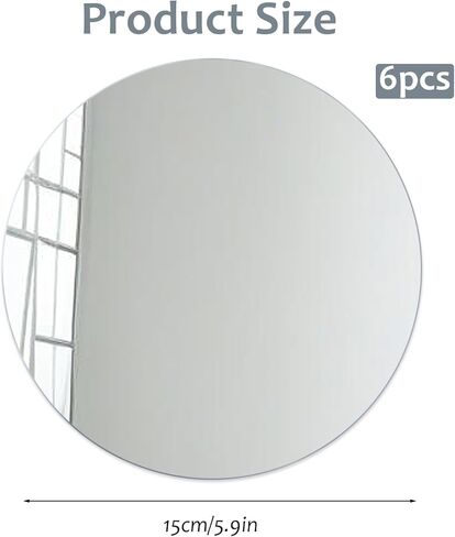 6PCS Acrylic Round Mirrors 6 Inch Round Adhesive Mirrors Non Glass Rounds Mirror Acrylic Mirror Wall Stickers Self Adhesive for Classroom Preschool Bath Facial Expression Practice in Kuwait