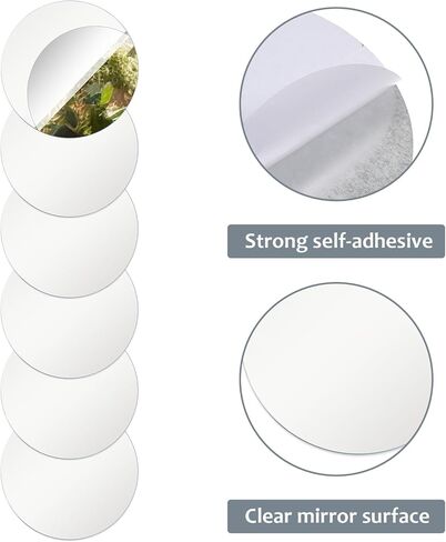 6PCS Acrylic Round Mirrors 6 Inch Round Adhesive Mirrors Non Glass Rounds Mirror Acrylic Mirror Wall Stickers Self Adhesive for Classroom Preschool Bath Facial Expression Practice in Kuwait