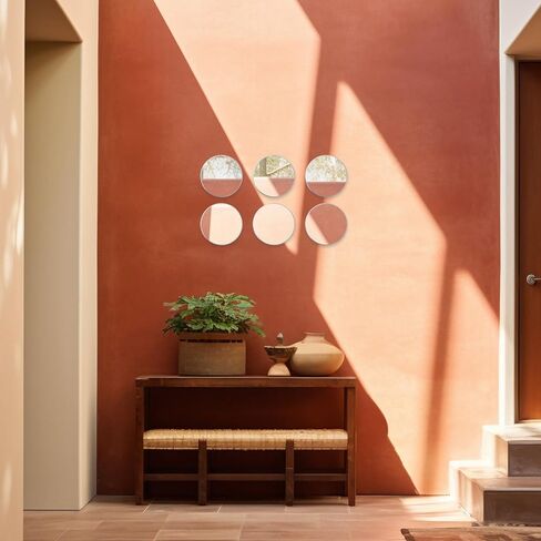 6PCS Acrylic Round Mirrors 6 Inch Round Adhesive Mirrors Non Glass Rounds Mirror Acrylic Mirror Wall Stickers Self Adhesive for Classroom Preschool Bath Facial Expression Practice in Kuwait