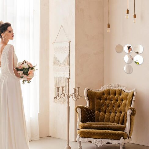 6PCS Acrylic Round Mirrors 6 Inch Round Adhesive Mirrors Non Glass Rounds Mirror Acrylic Mirror Wall Stickers Self Adhesive for Classroom Preschool Bath Facial Expression Practice in Kuwait