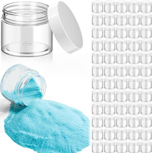 Patelai 60 Pcs Plastic Container Jars with Lids Round Clear Travel Cosmetic Container Jars for Toiletries, Lotion, Cream, Ointments, Makeup, Rhinestone, Samples, Kitchen Storage(Black,6 oz) in Saudi Arabia