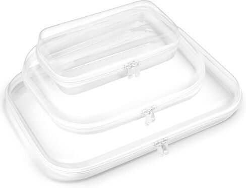 3 قطع حافظة شفافة بسحاب للتخزين، حقيبة مستحضرات تجميل محمولة مقاومة للماء بسحاب، حافظة أقلام بلاستيكية شفافة، حقيبة أدوات الزينة، منظم السفر، صناديق تخزين الألعاب in Kuwait