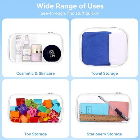 3 قطع حافظة شفافة بسحاب للتخزين، حقيبة مستحضرات تجميل محمولة مقاومة للماء بسحاب، حافظة أقلام بلاستيكية شفافة، حقيبة أدوات الزينة، منظم السفر، صناديق تخزين الألعاب in Kuwait