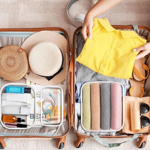 3 قطع حافظة شفافة بسحاب للتخزين، حقيبة مستحضرات تجميل محمولة مقاومة للماء بسحاب، حافظة أقلام بلاستيكية شفافة، حقيبة أدوات الزينة، منظم السفر، صناديق تخزين الألعاب in Kuwait