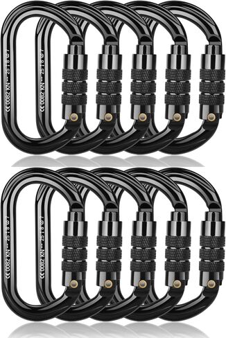 FVW CE Certified Auto Locking Climbing Carabiners, Professional 25KN (5620 lbs) Heavy Duty Caribeaners for Rappelling Swing Rescue & Gym etc, Large D-Shaped Carabiners, 5 Pack in Saudi Arabia