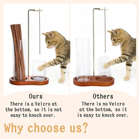 Incense Holder for Sticks with Adhesive-Backed Hook and Loop Fastener Anti-Ash Glass Cups & Sticks Organizer,2 in-1 Style Ideal for Meditation, Yoga, Spa, and Home Decor (Dark Wood Base) in Saudi Arabia