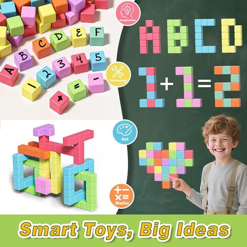 45 قطعة من المكعبات المغناطيسية - مكعبات مغناطيسية شفافة، ألعاب للأولاد الصغار، مكعبات بناء مغناطيسية، ألعاب التوحد الحسية للأطفال من سن 3 سنوات فما فوق، ألعاب مغناطيسية لمرحلة ما قبل المدرسة للأولاد والبنات من عمر 3-5 سنوات in Kuwait