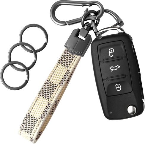 Leather Car Key chain,Carabiner Clip Key Fob Keychain for Home Car Keys Women Men in Kuwait