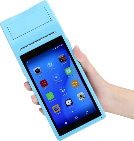 Android POS Terminal Receipt Printer, 58mm Handheld Barcode Scanner Printer with 5.5in IPS Display, Support 3G, WiFi, BT3.0/4.0, Quad Core 1+4G, Blue, 110-240v(US) in Saudi Arabia