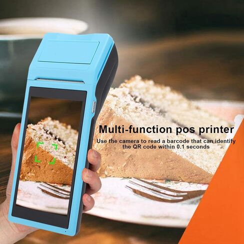 Android POS Terminal Receipt Printer, 58mm Handheld Barcode Scanner Printer with 5.5in IPS Display, Support 3G, WiFi, BT3.0/4.0, Quad Core 1+4G, Blue, 110-240v(US) in Saudi Arabia