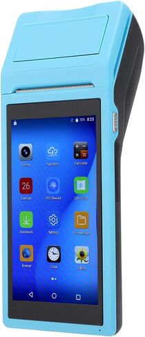Android POS Terminal Receipt Printer, 58mm Handheld Barcode Scanner Printer with 5.5in IPS Display, Support 3G, WiFi, BT3.0/4.0, Quad Core 1+4G, Blue, 110-240v(US) in Saudi Arabia