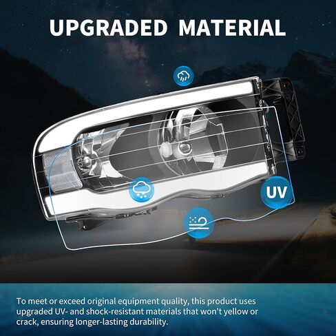 مجموعة المصابيح الأمامية LEDKINGDOMUS، معتمدة من DOT، متوافقة مع 2006 2007 2008 دودج رام 1500/06-09 دودج رام 2500 3500 استبدال المصابيح الأمامية بيك اب غطاء أسود كهرماني عاكس عدسة شفافة in Kuwait