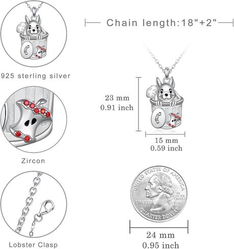 Possum Gifts 925 Sterling Silver Opossum Necklace Cute Animal Possum Jewelry Gifts for Women in Kuwait
