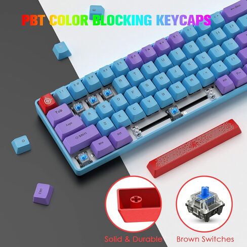 لوحة مفاتيح ميكانيكية سلكية 60% من FELICON، لوحة مفاتيح ألعاب صغيرة مدمجة بإضاءة خلفية RGB 68 مفتاحًا، جميع المفاتيح مضادة للشبح، لوحة ماوس ملونة مقاومة للماء من النوع C لأجهزة الكمبيوتر المحمول التي تعمل بنظام Windows وأجهزة الكمبيوتر المحمول Mac (مفتاح  in Saudi Arabia