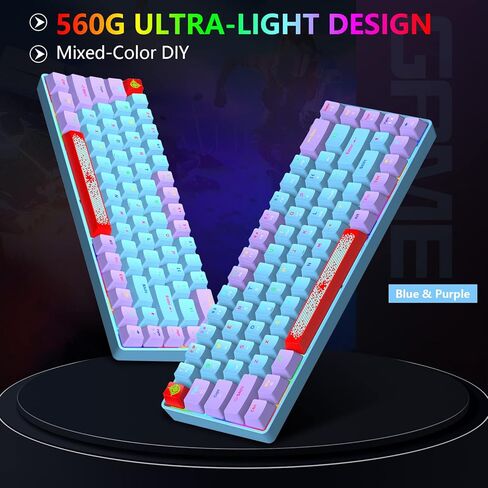 لوحة مفاتيح ميكانيكية سلكية 60% من FELICON، لوحة مفاتيح ألعاب صغيرة مدمجة بإضاءة خلفية RGB 68 مفتاحًا، جميع المفاتيح مضادة للشبح، لوحة ماوس ملونة مقاومة للماء من النوع C لأجهزة الكمبيوتر المحمول التي تعمل بنظام Windows وأجهزة الكمبيوتر المحمول Mac (مفتاح  in Saudi Arabia