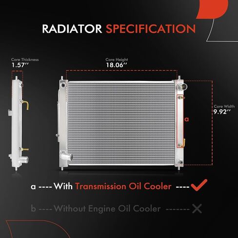 A-Premium Engine Coolant Radiator Assembly with Transmission Oil Cooler Compatible with Infiniti Q60 2014-2015, G37 2008-2013, Q40 2015, G25 2011-2012, G35 2007-2008 & Nissan 370Z, 2.5L 3.5L 3.7L in Saudi Arabia