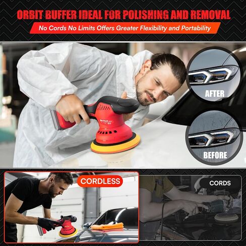 طقم ملطفة Cordless Car Buffer لبطارية DeWalt 20V (بدون بطارية) ، 6 في آلة تلميع عشوائية غير مزدوجة العمل ، 6 سرعة متغيرة 5500 دورة في الدقيقة ، تلميع المداري لتفاصيل السيارة ، 14pcs ملحقات in Kuwait