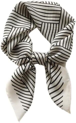GERINLY Stripe Neckerchief for Men, Minimalism Square Scarf with Lines Pattern, Classic Bandana Silk Feel in Kuwait