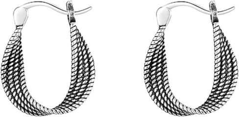 QueenBee 925 Sterling Silver Chunky & Twisted Hoop Earrings for Women – Hypoallergenic Non-Tarnish Hoops, Minimalist Everyday Jewelry Gift for Mother’s Day, Birthday & Valentine’s in Kuwait