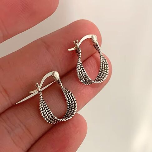 QueenBee 925 Sterling Silver Chunky & Twisted Hoop Earrings for Women – Hypoallergenic Non-Tarnish Hoops, Minimalist Everyday Jewelry Gift for Mother’s Day, Birthday & Valentine’s in Kuwait