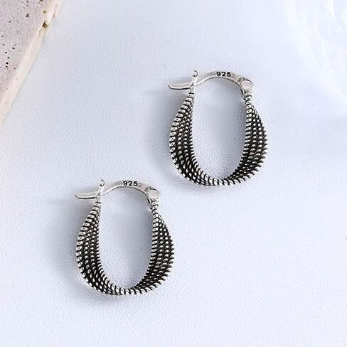 QueenBee 925 Sterling Silver Chunky & Twisted Hoop Earrings for Women – Hypoallergenic Non-Tarnish Hoops, Minimalist Everyday Jewelry Gift for Mother’s Day, Birthday & Valentine’s in Kuwait