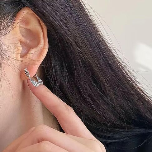 QueenBee 925 Sterling Silver Chunky & Twisted Hoop Earrings for Women – Hypoallergenic Non-Tarnish Hoops, Minimalist Everyday Jewelry Gift for Mother’s Day, Birthday & Valentine’s in Kuwait