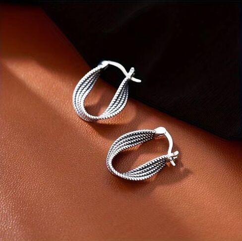 QueenBee 925 Sterling Silver Chunky & Twisted Hoop Earrings for Women – Hypoallergenic Non-Tarnish Hoops, Minimalist Everyday Jewelry Gift for Mother’s Day, Birthday & Valentine’s in Kuwait