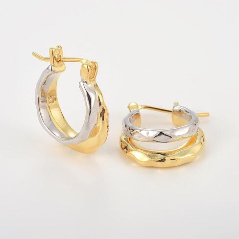 RENAIZ Dainty Lightweight Hoop & Stud Earrings for Women – 14K Gold Plated & Rhodium Plated, Minimalist Geometric Hypoallergenic Jewelry, Tiny Dainty Everyday Studs and Hoops in Kuwait