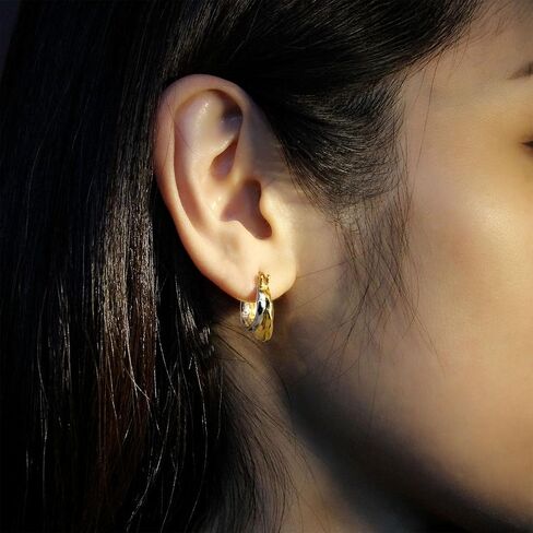RENAIZ Dainty Lightweight Hoop & Stud Earrings for Women – 14K Gold Plated & Rhodium Plated, Minimalist Geometric Hypoallergenic Jewelry, Tiny Dainty Everyday Studs and Hoops in Kuwait
