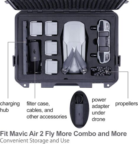 جراب صلب مقاوم للماء من Lykus Titan MA320 لجهاز DJI Air 3S/Air 3، DJI RC2/RC-N3، مساحة مرنة كبيرة، ما يصل إلى 7 بطاريات [الجراب فقط] in Saudi Arabia