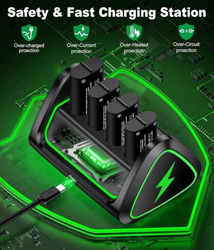 حزمة بطارية وحدة التحكم 4x5520mWh لسلسلة X-Series X/S، DXKK بطارية قابلة للشحن لبطاريات شاحن وحدة التحكم X1/One S/One X/One Elite in Saudi Arabia