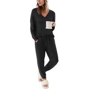 Ekouaer Womens Jogger Pajama Sets Long Sleeve Top and Pants Lounge Sets Soft Sleepwear with Pockets in Saudi Arabia