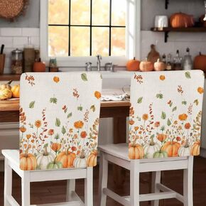 Vintage Farmhouse Floral Chair Back Covers Set of 4, Dining Back Chair Cover Removable Washable Back Slipcovers, Blue Pastoral Flowers Retro Kitchen Chair Protector for Wedding Party Housewarming in Kuwait