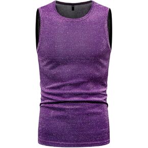 Mens Sparkly Tank Tops Sleeveless Disco Shirt 70s Rave Outfits Shiny Sequin Vest Club Wear in Saudi Arabia