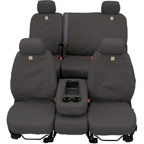 Covercraft Carhartt SeatSaver Custom Seat Covers | Fits 2011-2016 Ford F-250/F-350 & 2015-2016 F-450/F-550 Crew Cab | 2nd Row 60/40 Bench Seat, Duck Weave Gravel in Kuwait