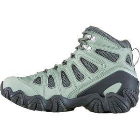حذاء Oboz Sawtooth II Mid B-Dry للمشي لمسافات طويلة - للنساء باللون الرمادي الداكن/الرياح التجارية باللون الأزرق 9 in Kuwait