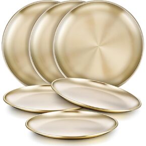 أطباق من الفولاذ المقاوم للصدأ 6 قطع من HaWare مقاس 18/8، أطباق عشاء معدنية 304 للأطفال الصغار، أطباق تخييم للتغذية مقاس 8 بوصات، قابلة لإعادة الاستخدام وآمنة للاستخدام في غسالة الأطباق in Kuwait